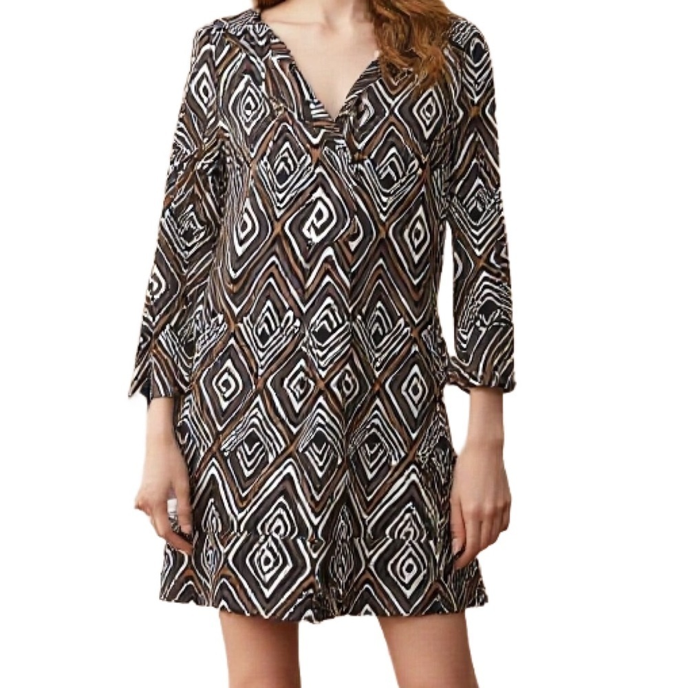 Diane Von Furstenberg Silk Vintage Tribal Print  Dress Size 4